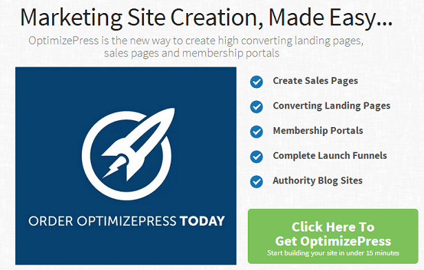 Create marketing sites, landing pages, sales pages and membership portals with Optimize Press